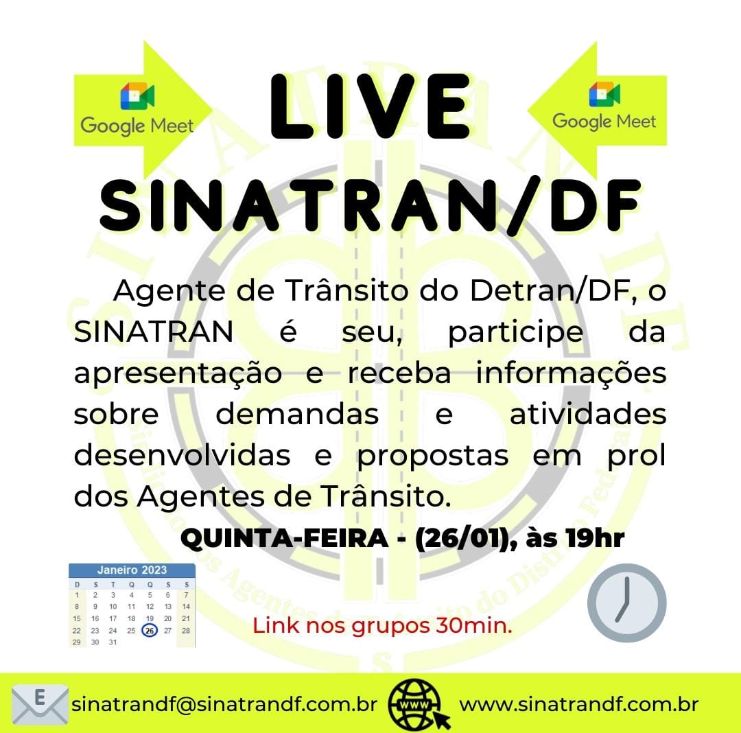 Participe da Live do SINATRAN/DF – Agentes de Trânsito em Foco